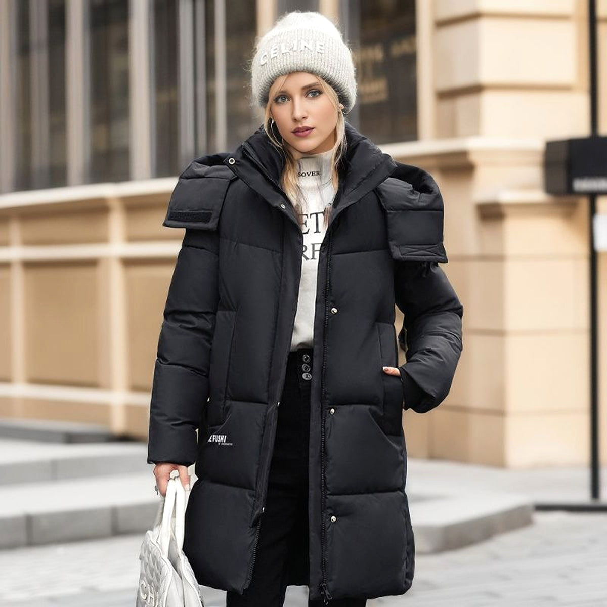A1. Women's Simple Thickened Cotton Padded Coat Jacket - enhanced image 8