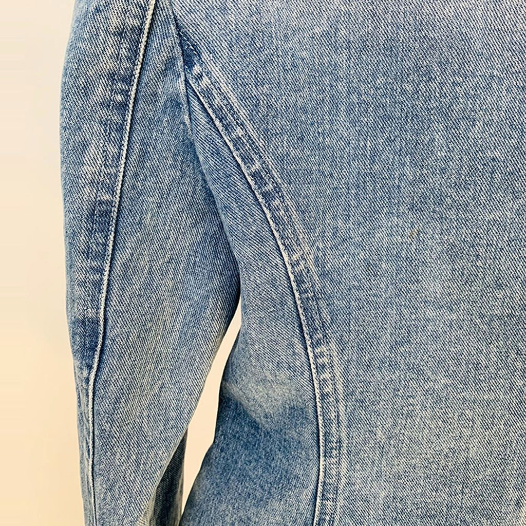 Women's Slim Double-breasted Lion Button Denim Suit Jacket - enhanced image 8
