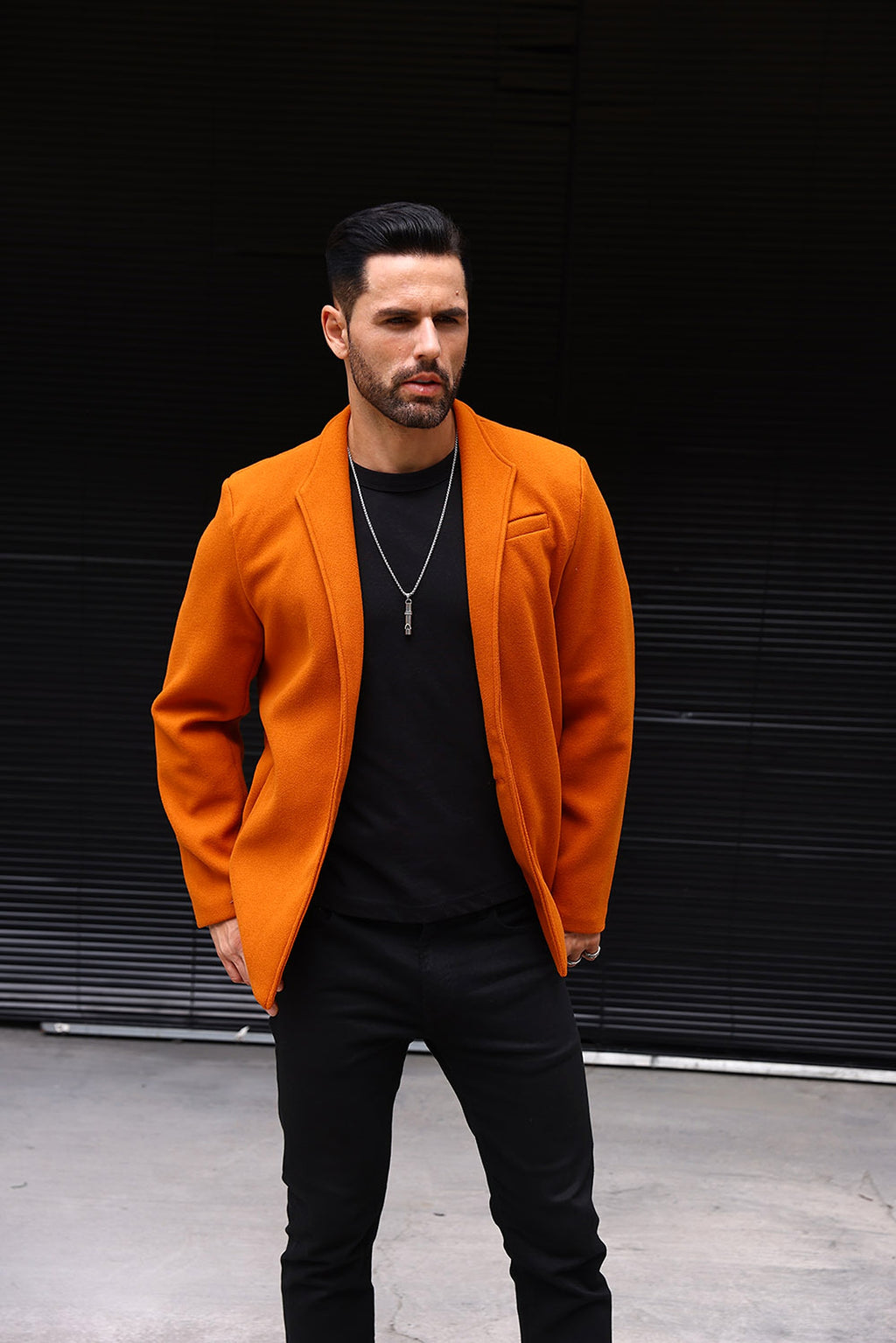 Wool British Polo Collar Solid Color Casual Trench Coat - enhanced image 8