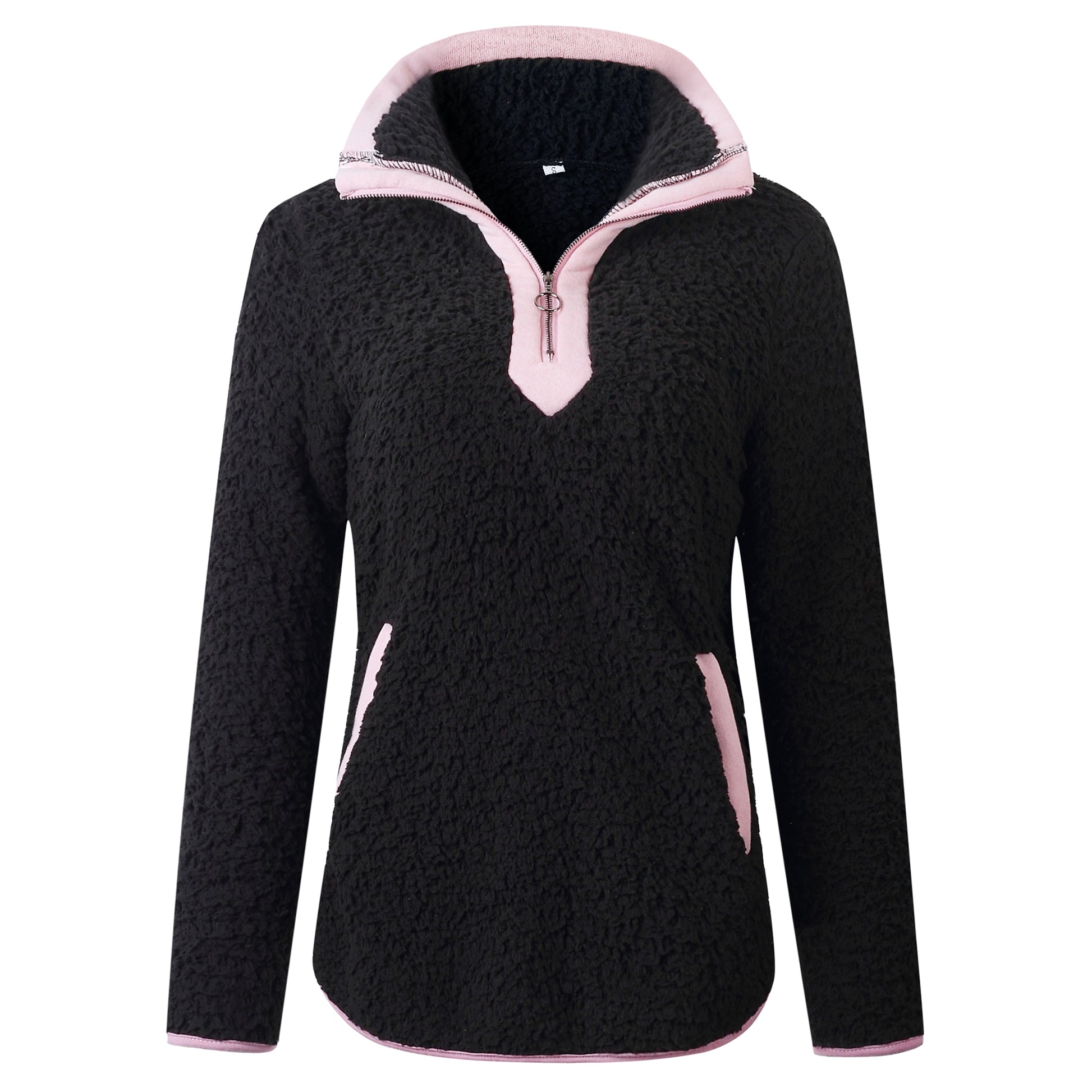 Zipper pocket high neck long sleeve women 's blouse sweater - enhanced image 8