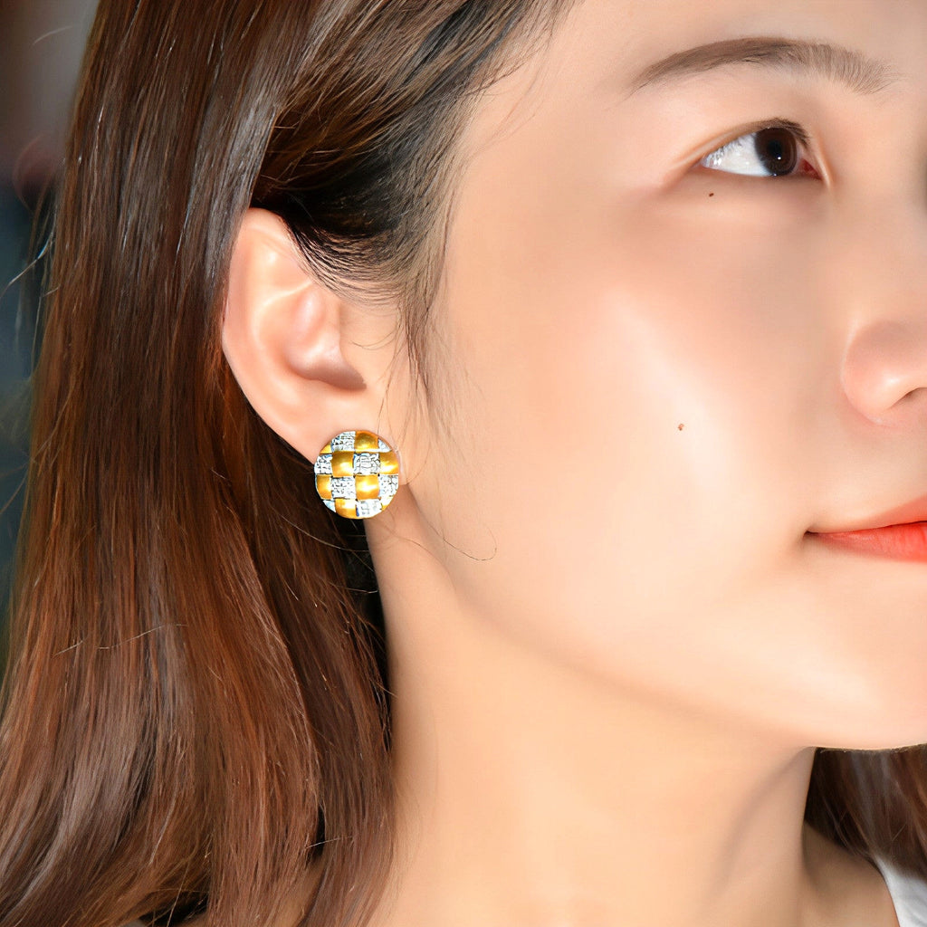 18K Gold Diamond Braided Craft Earrings – Stylish & Unique - enhanced image 9
