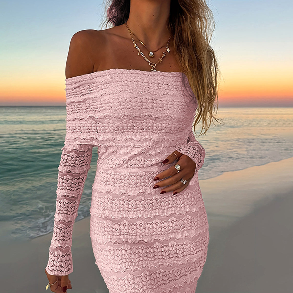 25 Edition – Elegant Off-Shoulder Lace Maxi Dress (Socialite Style) - enhanced image 9