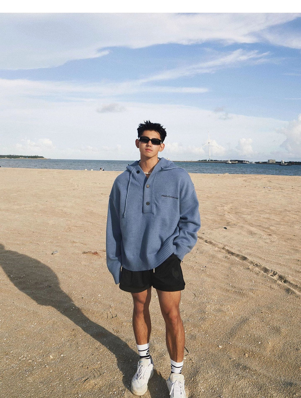 American Simple Embroidery Knitting Hooded Sweater Men - enhanced image 9