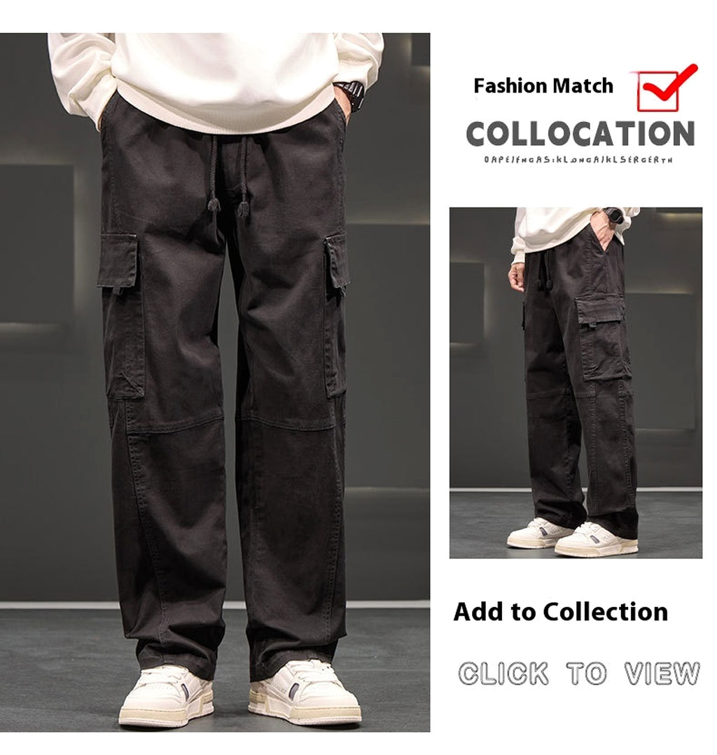 Autumn And Winter New Straight Loose Oversized Cargo Pants Jeans Men - enhanced image 9