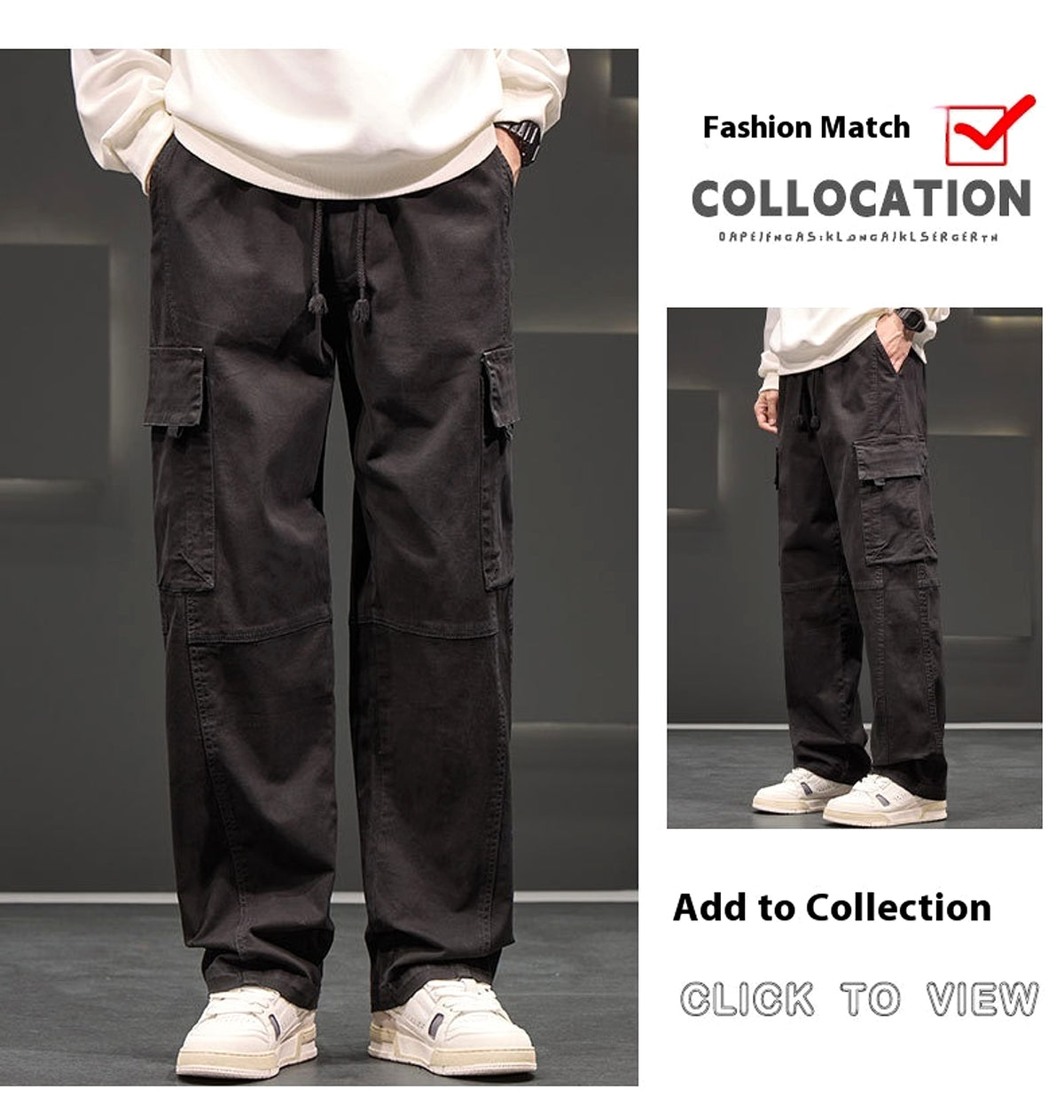 Autumn And Winter New Straight Loose Oversized Cargo Pants Jeans Men - enhanced image 9
