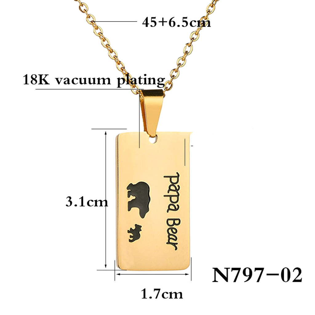 Bear Pendant Stainless Steel Oil Drop Necklace Daddy Necklace - enhanced image 9