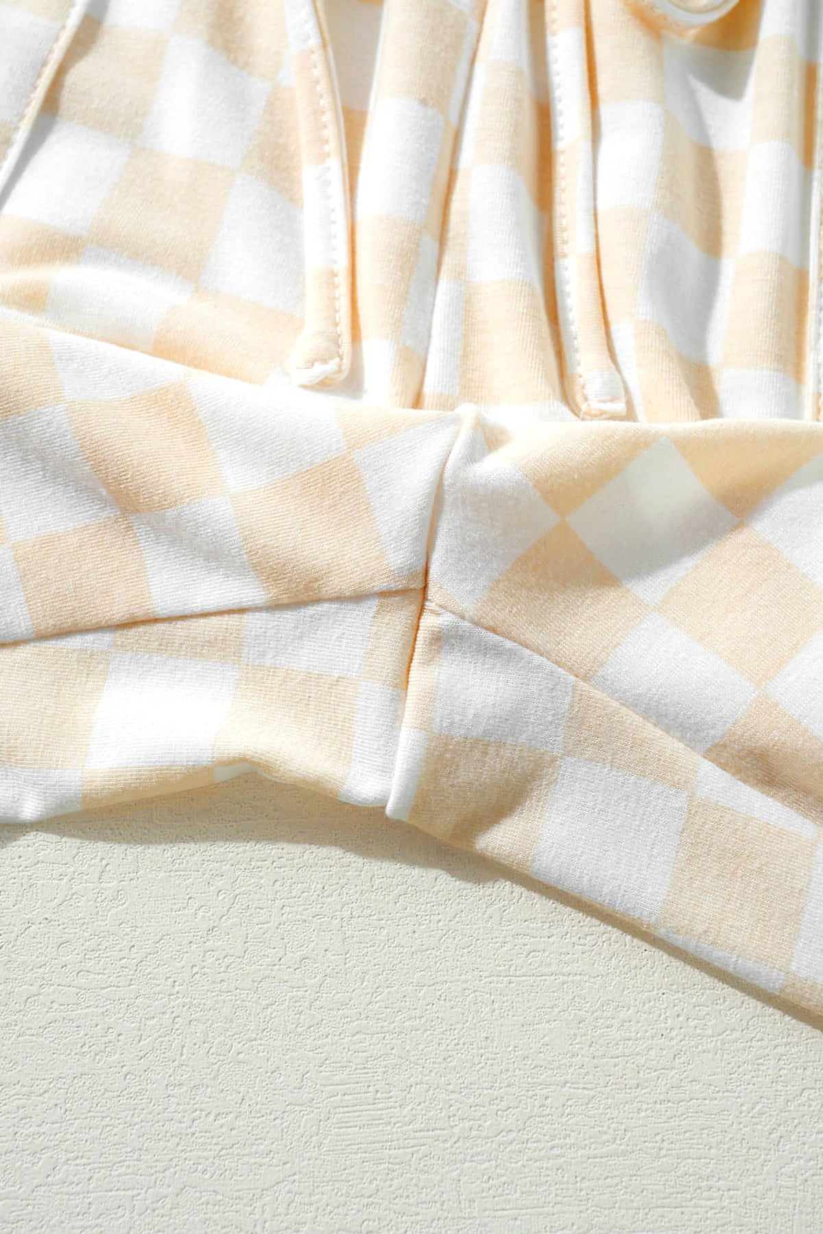 Beige Checkered Print Long Sleeve Top and Pants Lounge Set - enhanced image 9