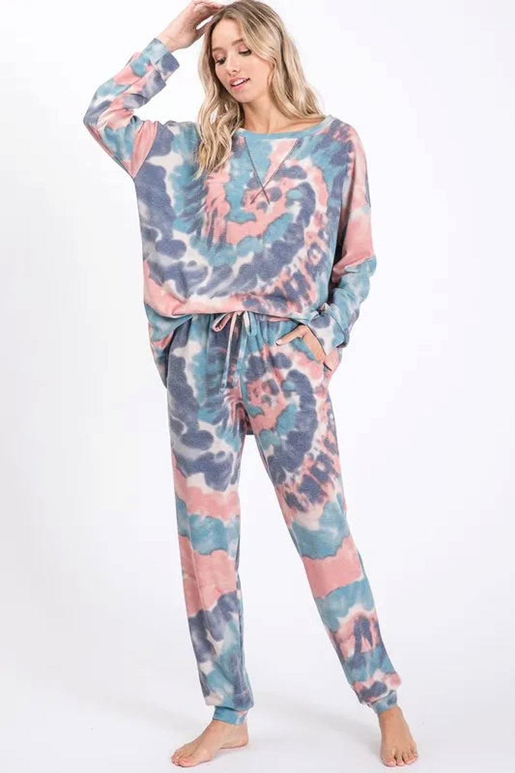 BiBi Tie Dye French Terry Casual Pants - enhanced image 9