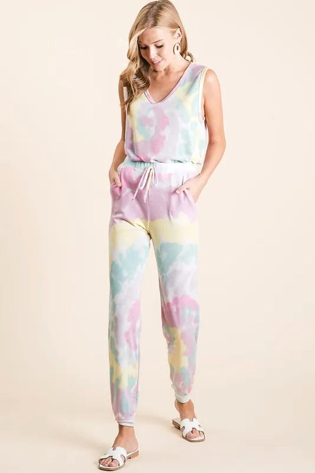 BiBi Tie Dye French Terry Casual Pants - enhanced image 9