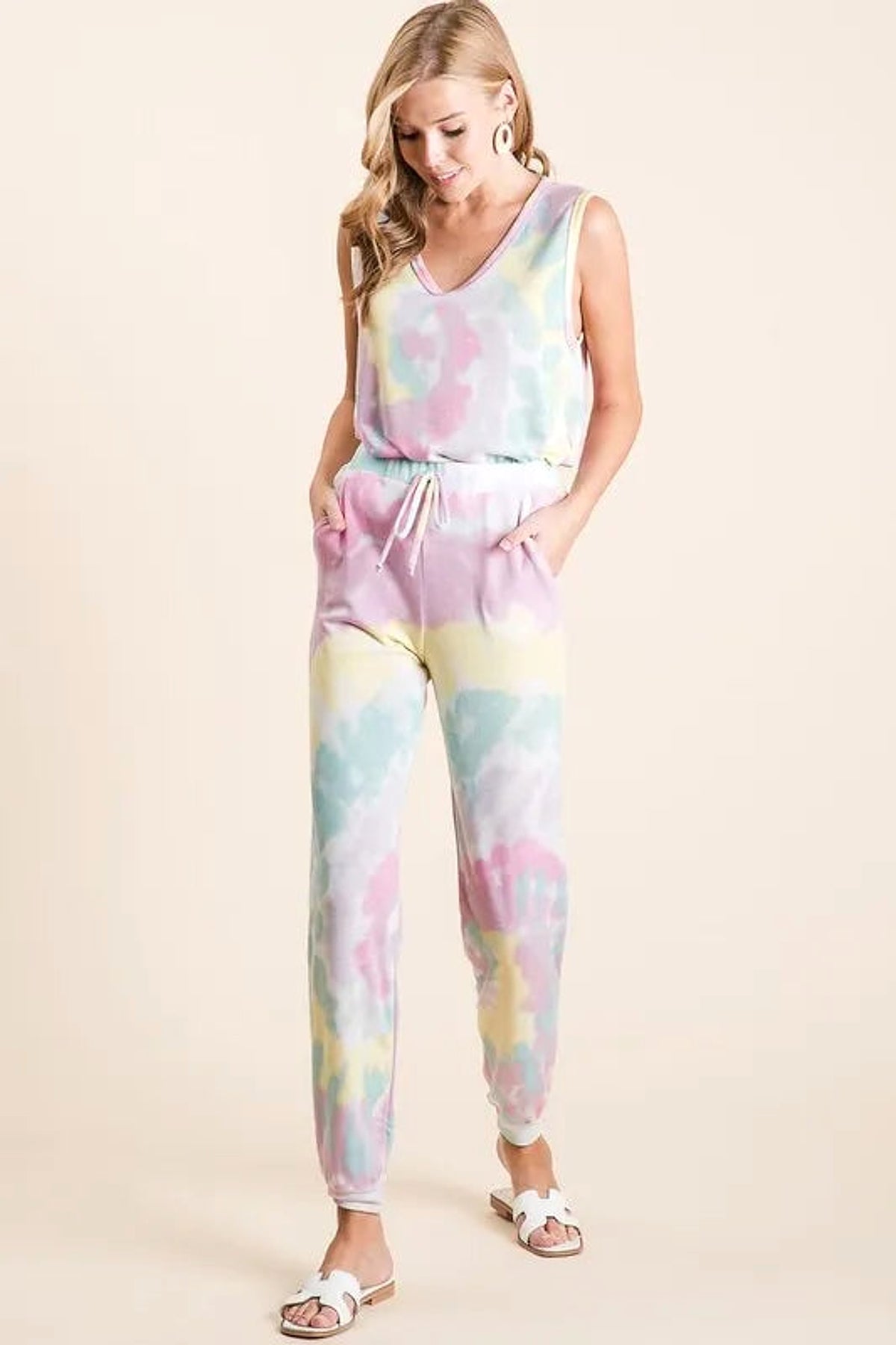 BiBi Tie Dye French Terry Casual Pants - enhanced image 9