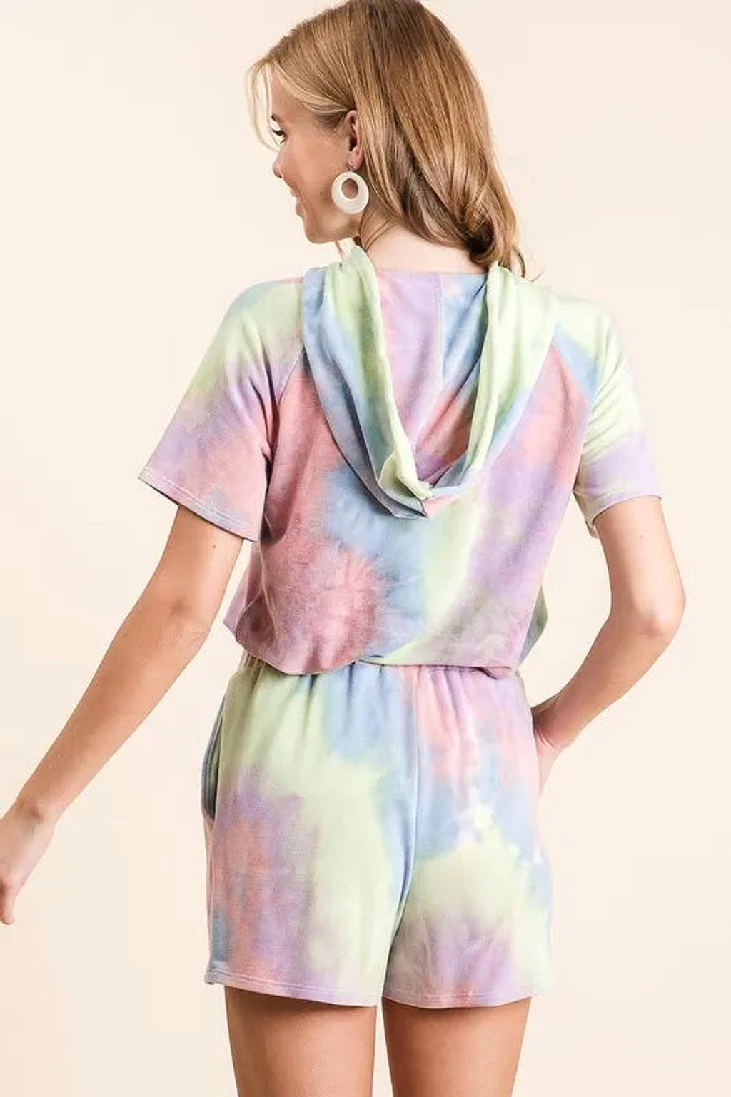 BiBi Tie Dye French Terry Casual Shorts with Twill Tape - enhanced image 9