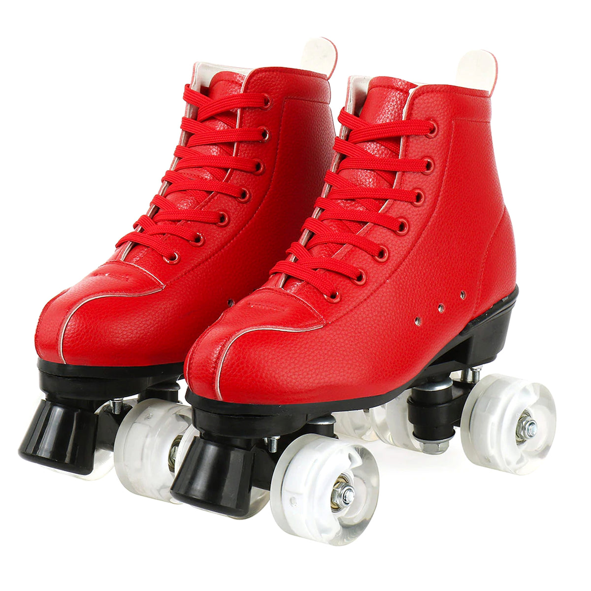 Big Red Cowhide Double Row Skates With Flashing Wheels And Wear Resistant - enhanced image 9
