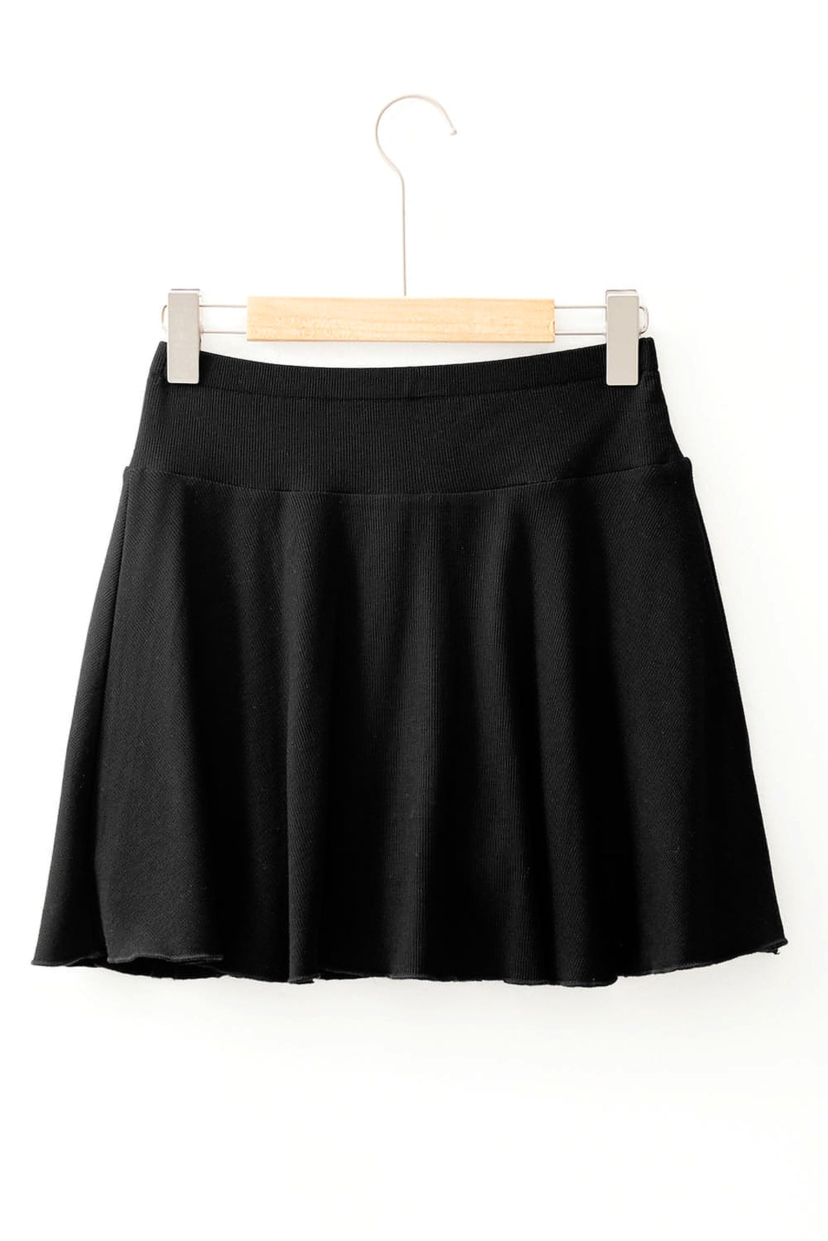Black A-line Draped High Waist Phone Pocket Lined Skort - enhanced image 9
