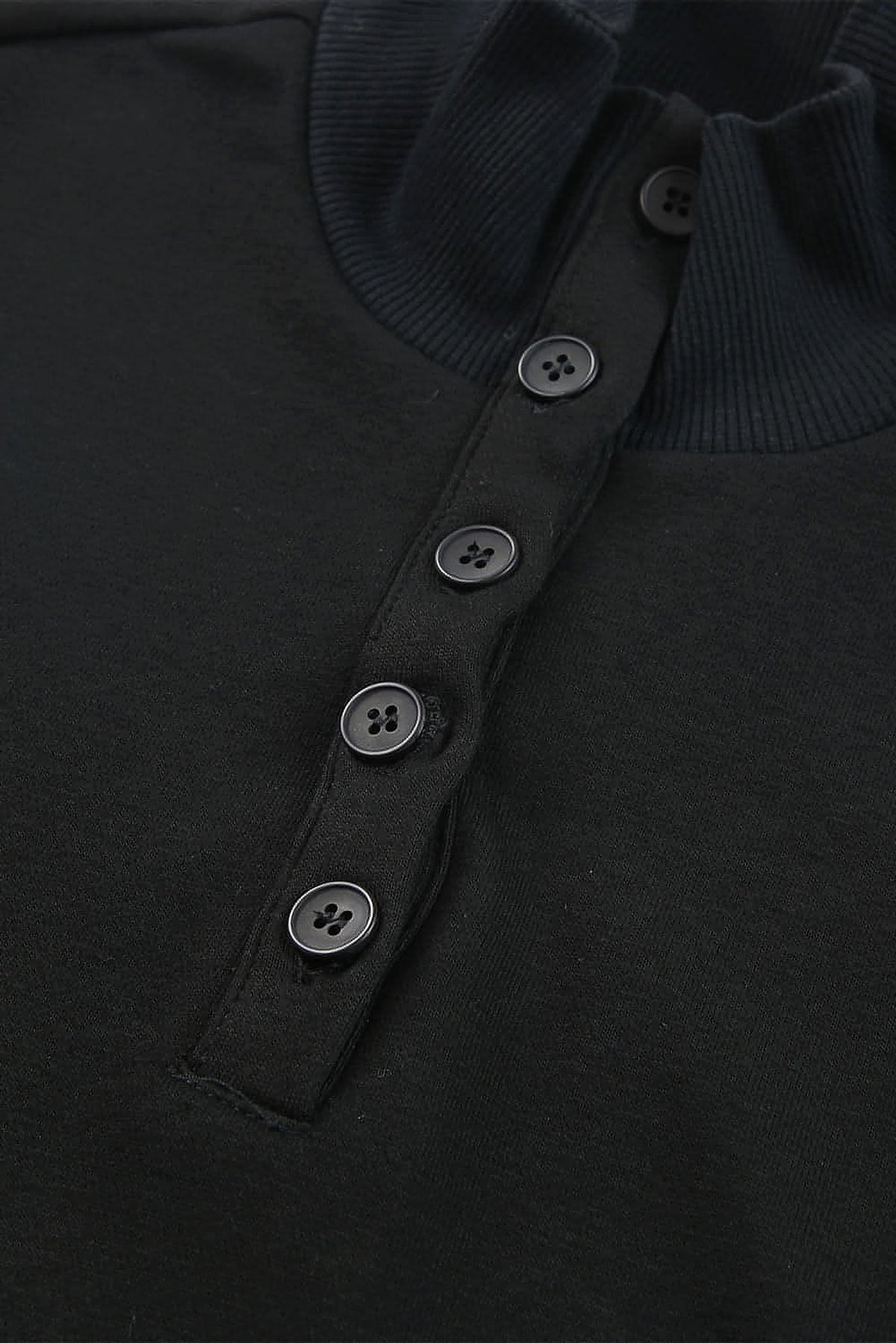 Black Casual High Neck Henley Top and Short Outfit - enhanced image 9
