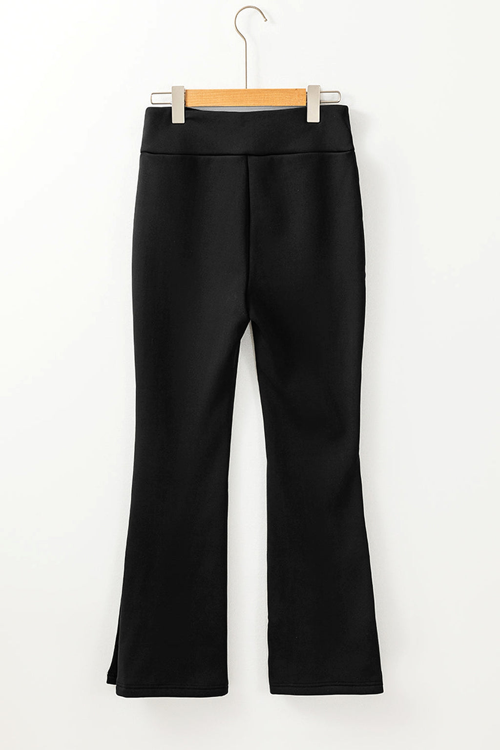Black Thermal Lined Split Flare Leg Pants - enhanced image 9