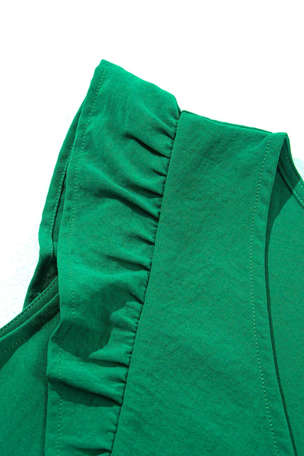 Bright Green Solid Color V Neck Ruffle Tiered Mini Dress - enhanced image 9