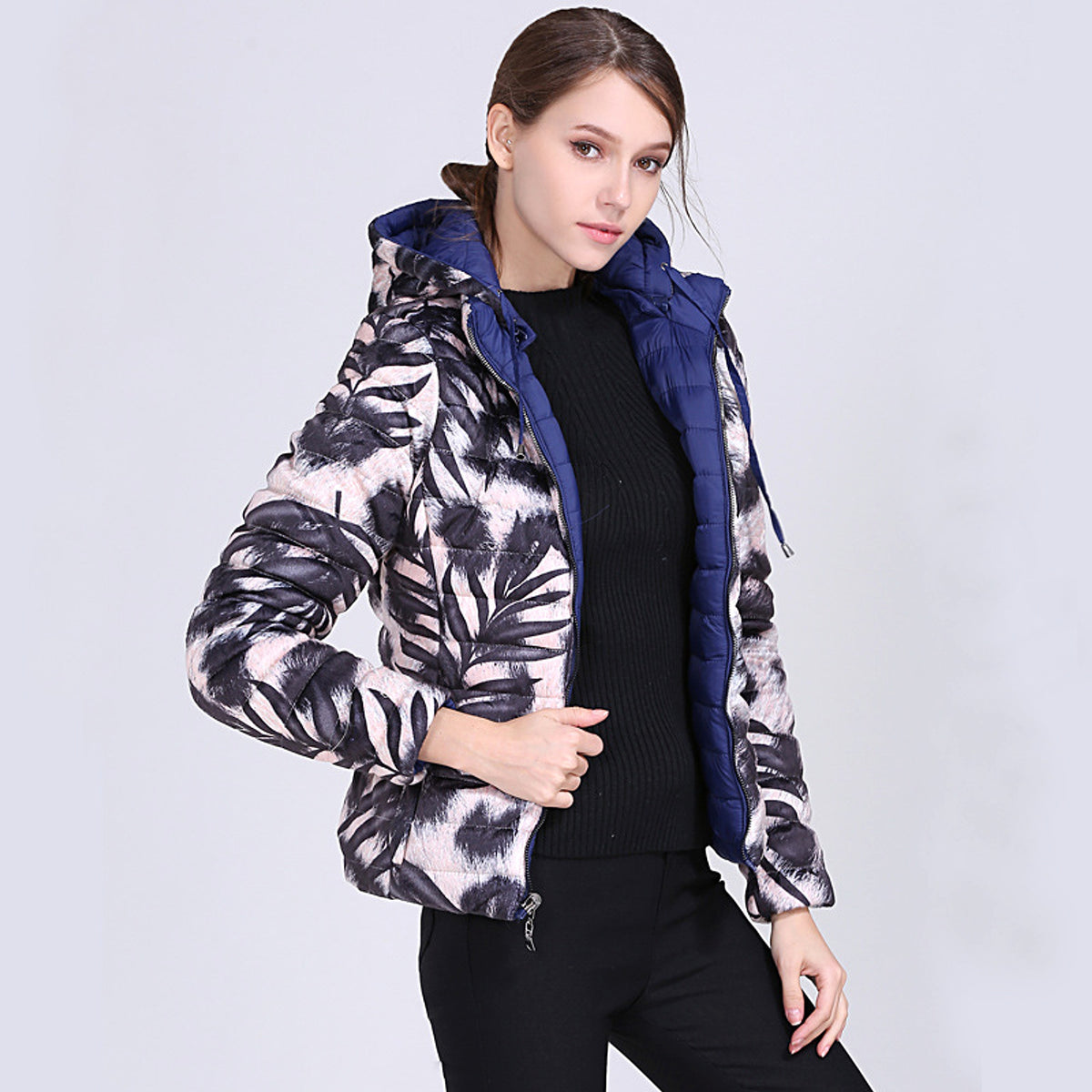 Camouflage Solid Color Double-Sided Cotton Jacket Women - enhanced image 9