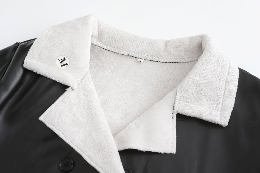 A1. Casual Leather Thickened Loose Fashionable Jacket - enhanced image 9