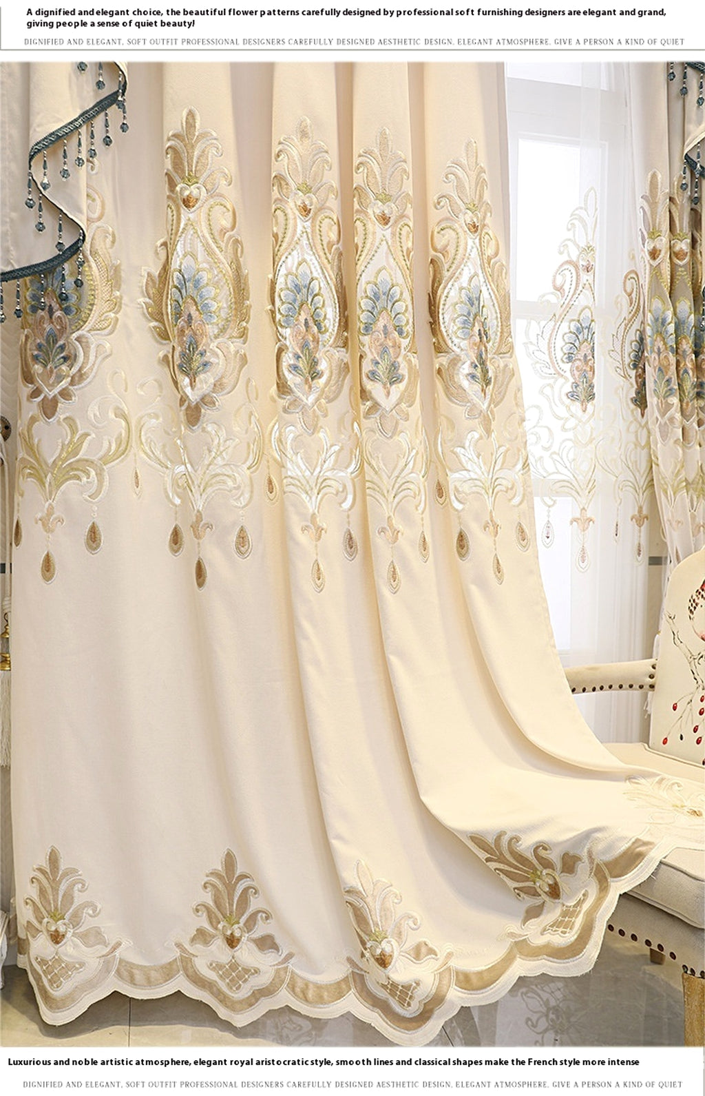 Cieloro™ – European Style Hollow Flower Embroidered Curtain - enhanced image 9