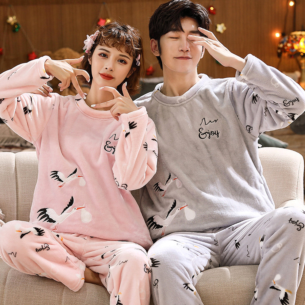 Couples Warm And Velvet Thickened Flannel Home Service Pajamas Set - enhanced image 9