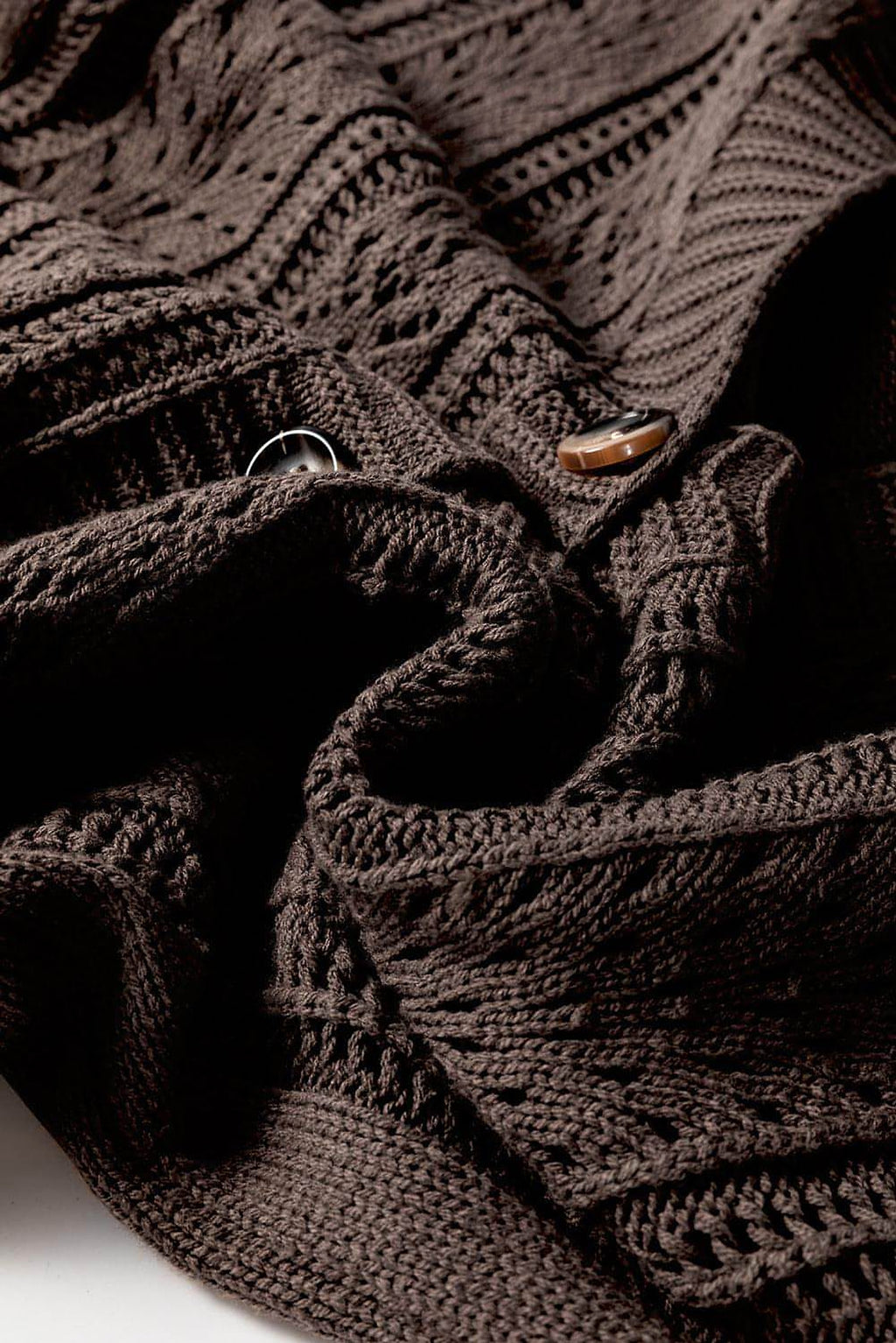 Dark Khaki Open Knit Drop Shoulder Sweater Cardigan - enhanced image 9