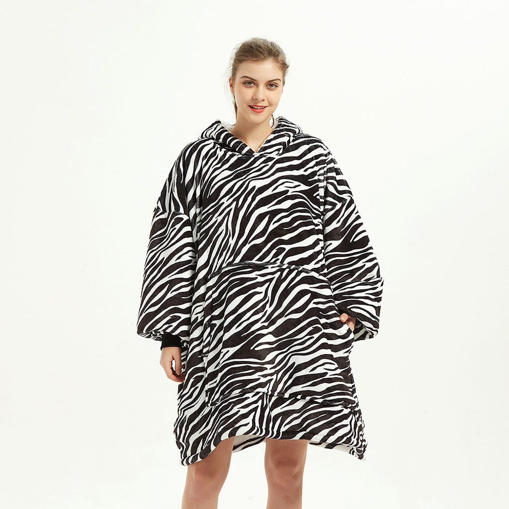 Double Layer Lazy Blanket Pullover Flannel Hooded Double Layer Sweater Women - enhanced image 9