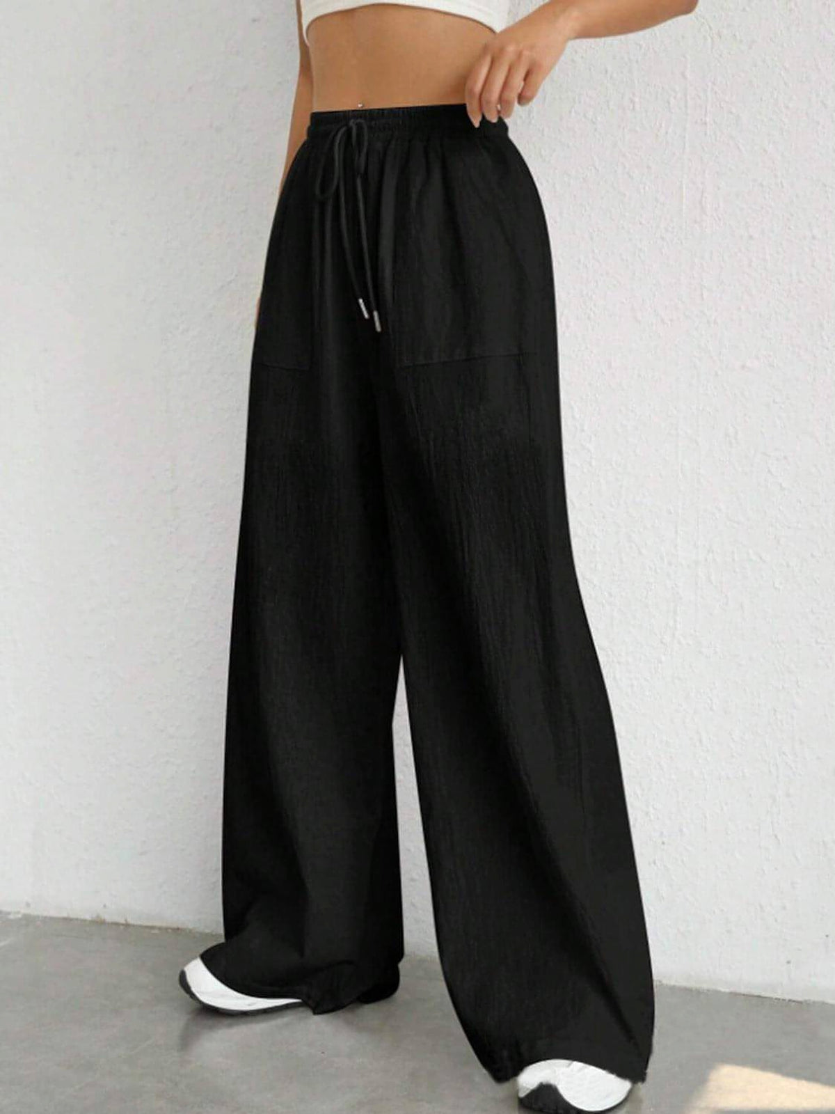 Drawstring Wide Leg Pants - enhanced image 9