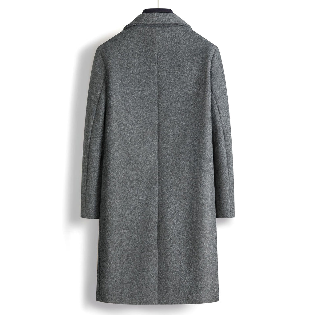 Fall Winter Men Double Breasted Mid-length Trench Coat - enhanced image 9
