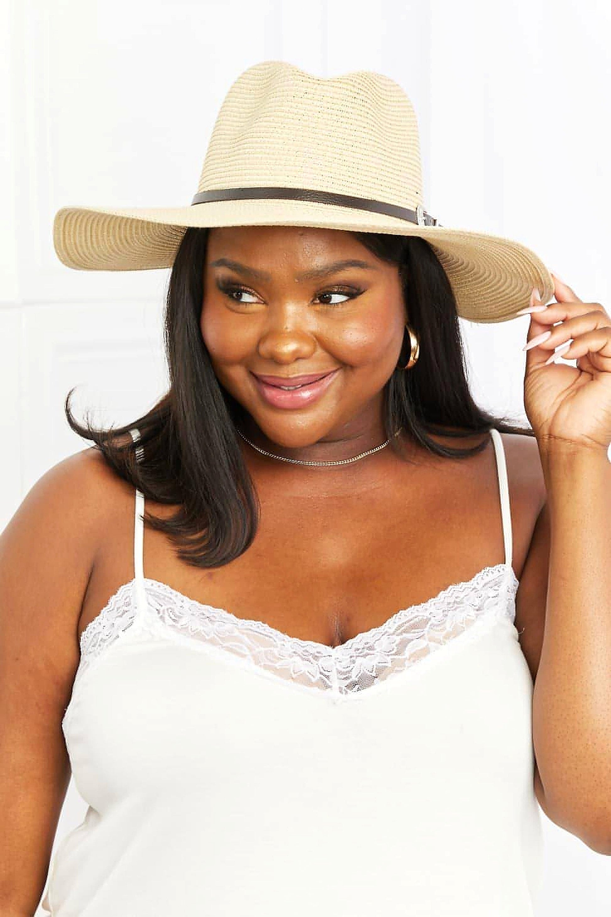 Fame Boho Summer Straw Fedora Hat - enhanced image 9