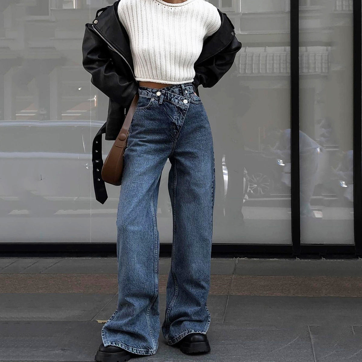 Fashion Personality Dislocation Jeans For Women - enhanced image 9