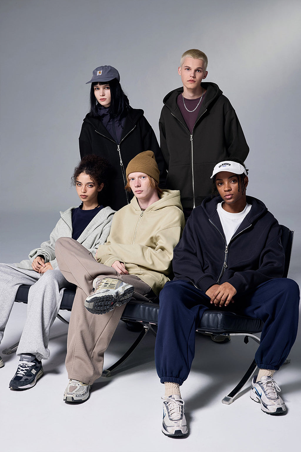 Flame Single-layer Fleece-lined Hooded Jacket Solid Color Double-headed Zipper Jacket - enhanced image 9