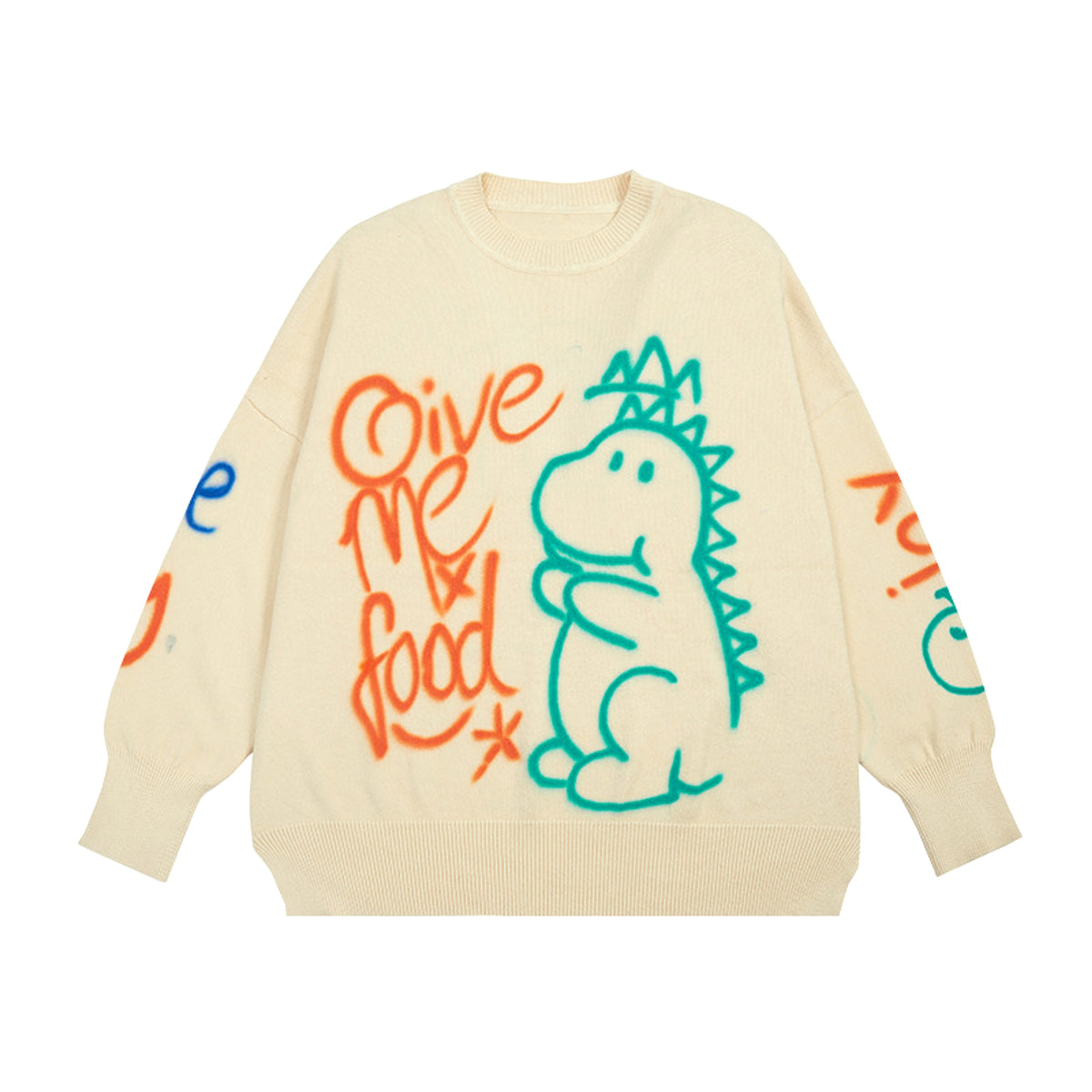 Graffiti Printed Loose Warm Sweater Women - enhanced image 9