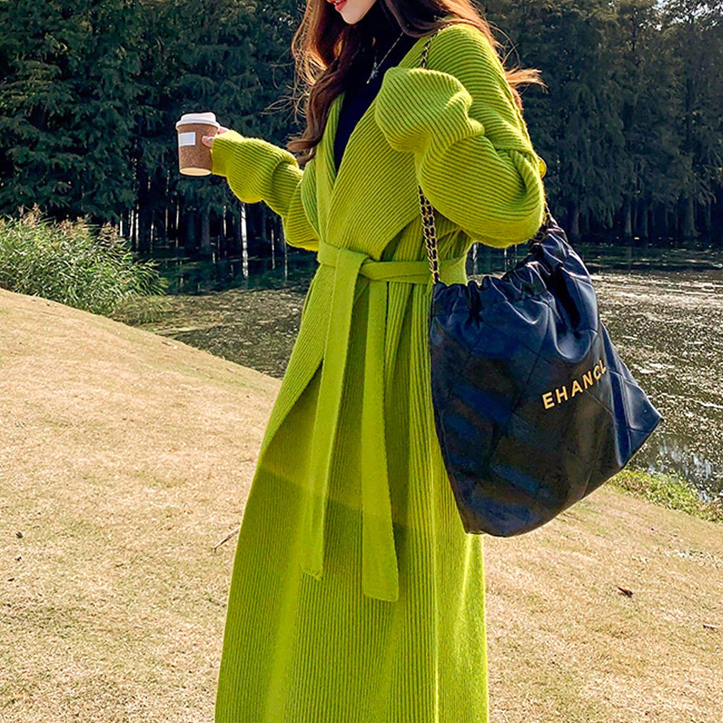 Green Alpaca Women 's Wool Sweater Coat Cardigan Handmade Clothing - enhanced image 9