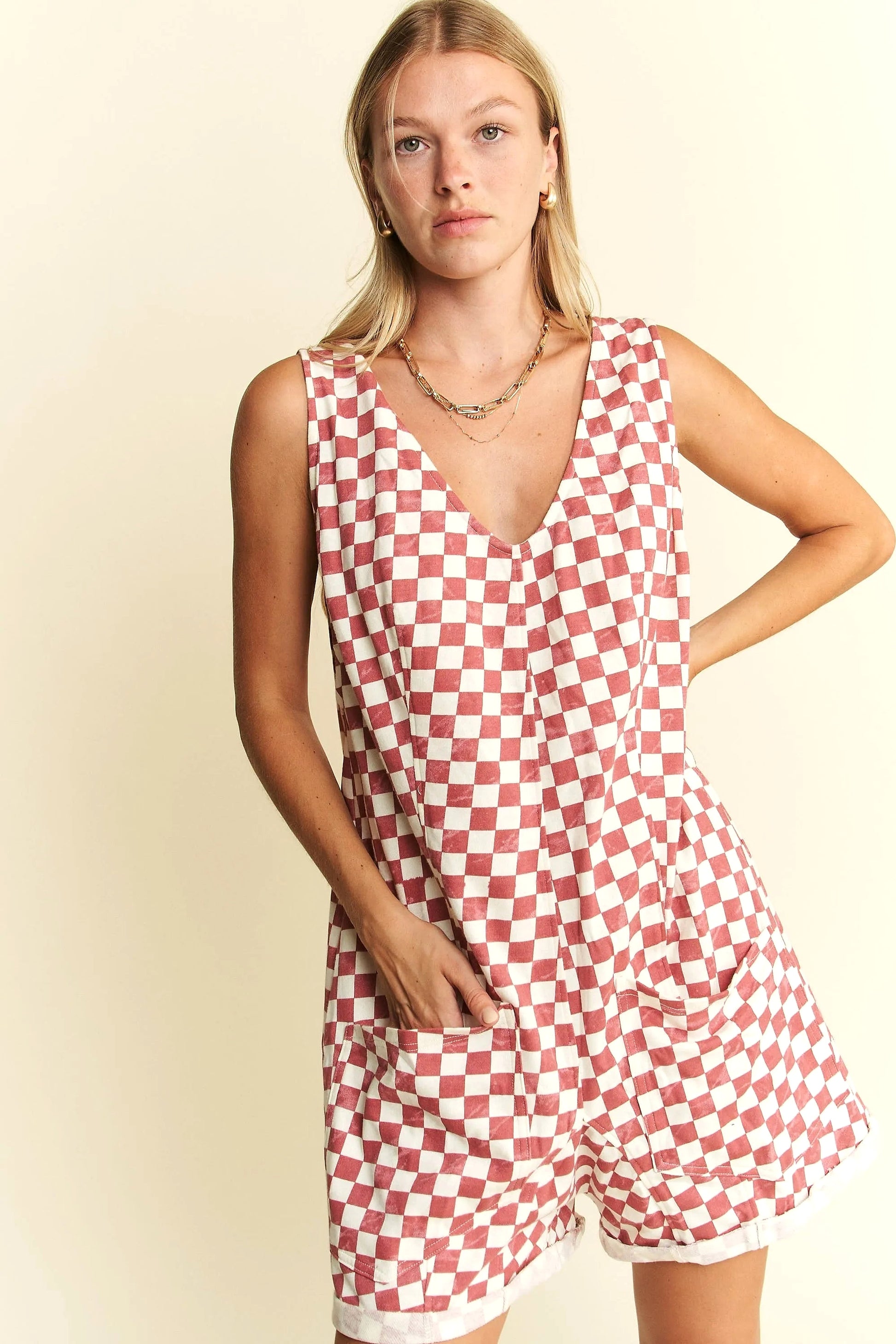 Jade By Jane Plus Size Plaid Print Shorts Romper - enhanced image 9