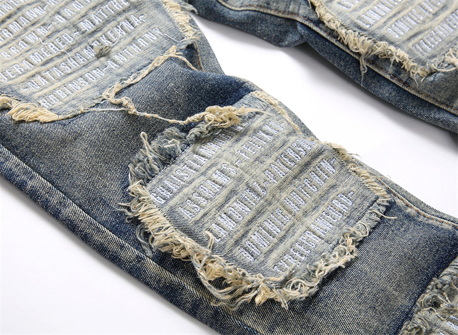 RawEdge™ – Distressed Patchwork Slim Jeans - enhanced image 9