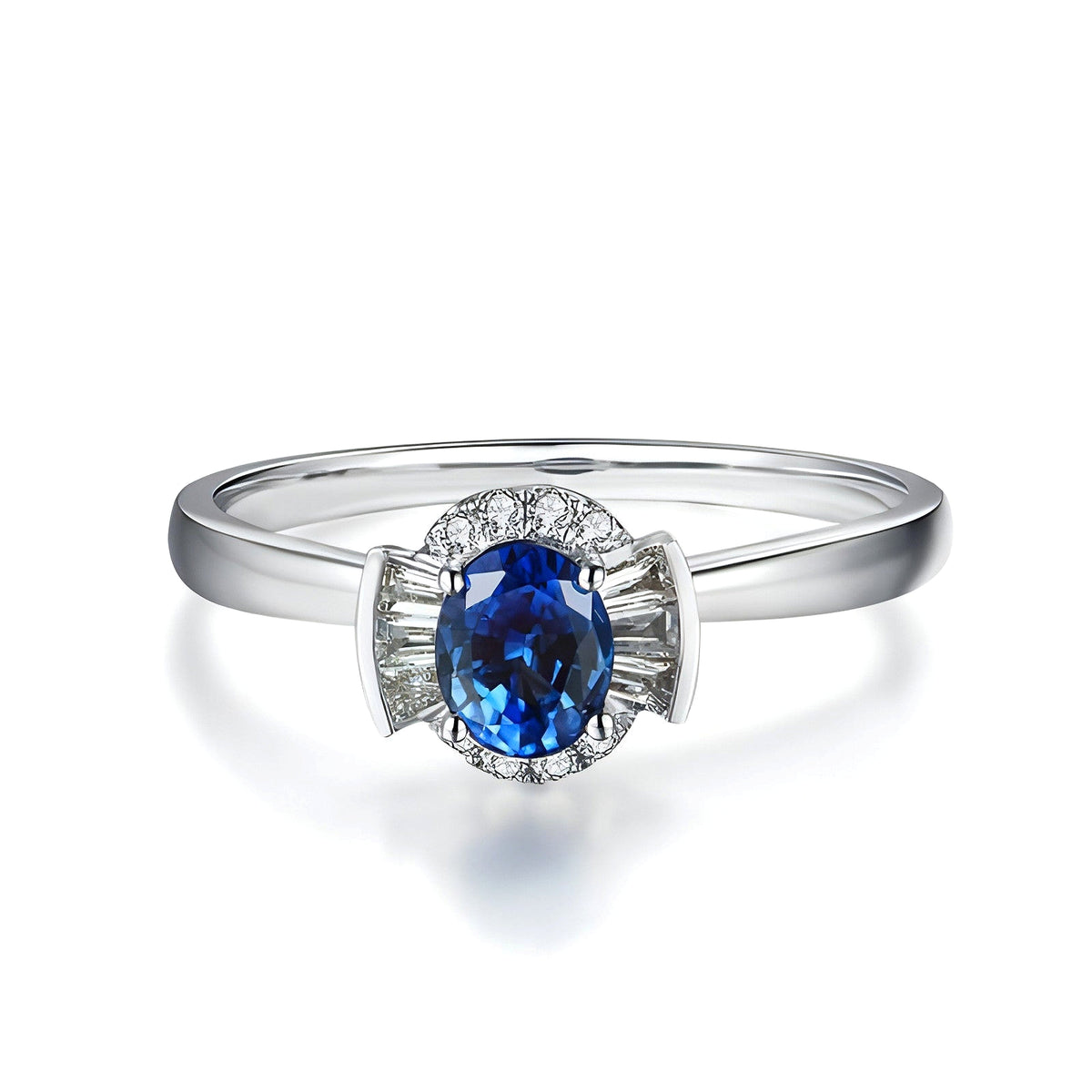 Sapphire & Diamond Inlaid 18K Gold Women's Ring - enhanced image 9