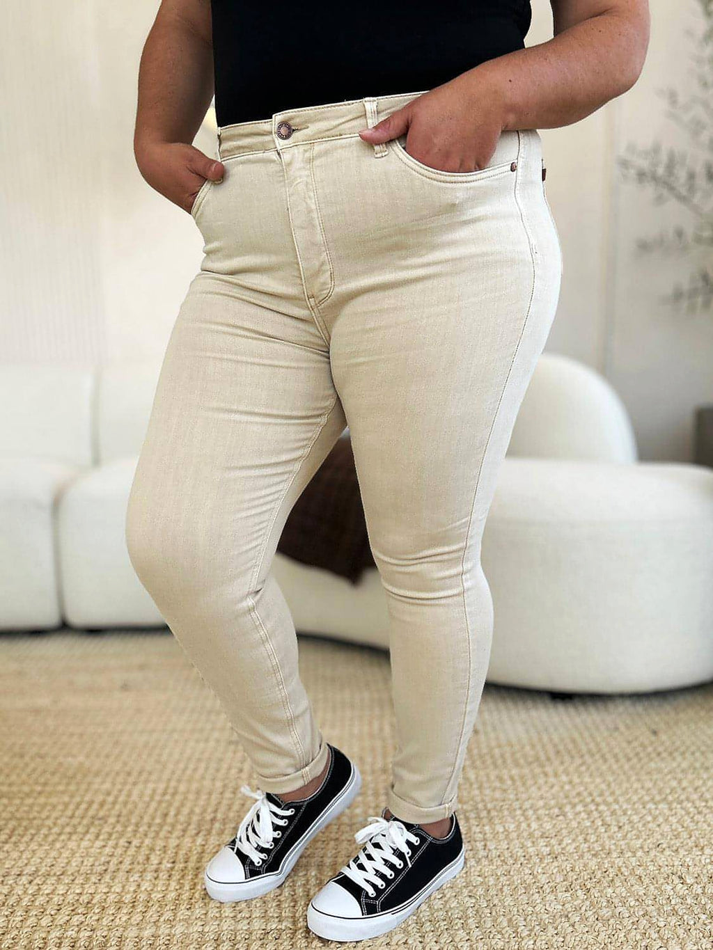 Judy Blue Full Size Garment Dyed Tummy Control Skinny Jeans - enhanced image 9