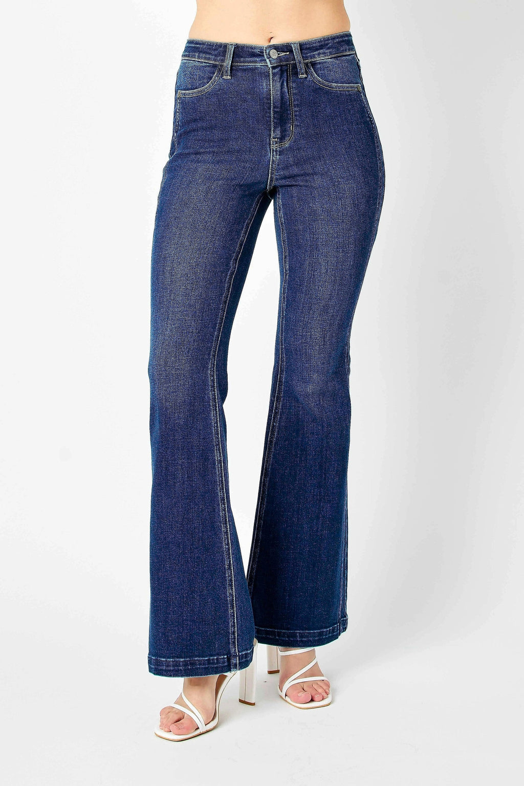 Judy Blue Full Size Hw Angled Side Seam Detail Flare Jeans Plus Size - enhanced image 9