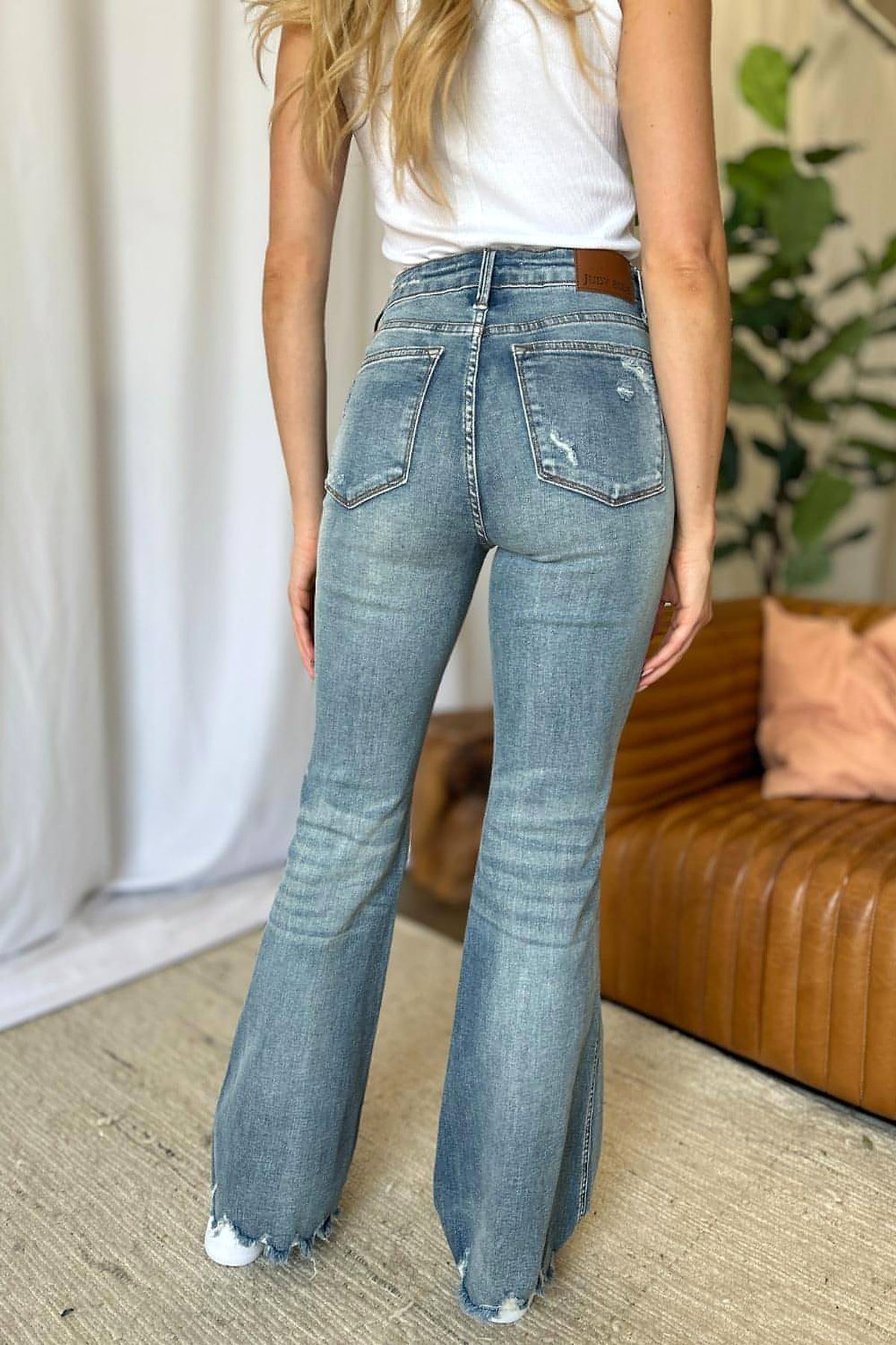 Judy Blue Full Size Medium Rise Tummy Control Destroy Flare - enhanced image 9