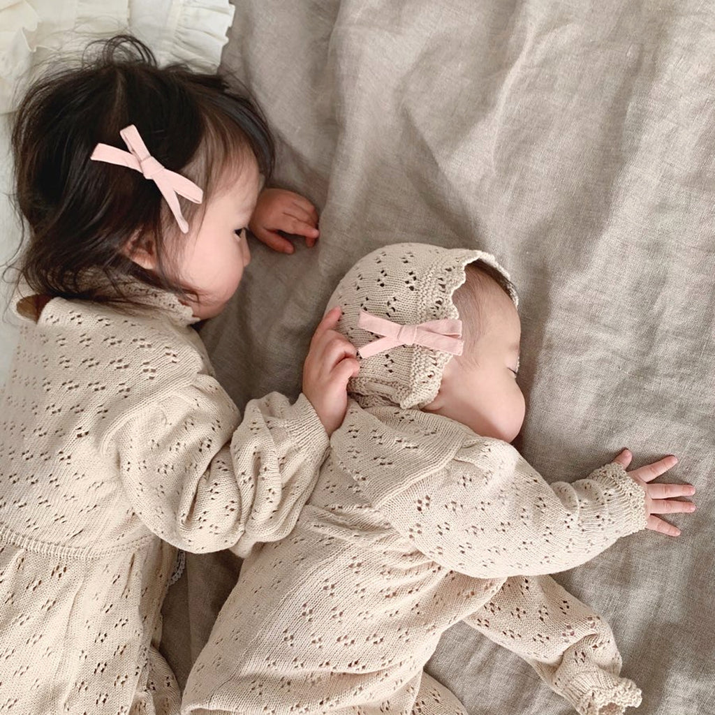 LaceNest™ – Knitted Hollow Baby Romper with Hat - enhanced image 9