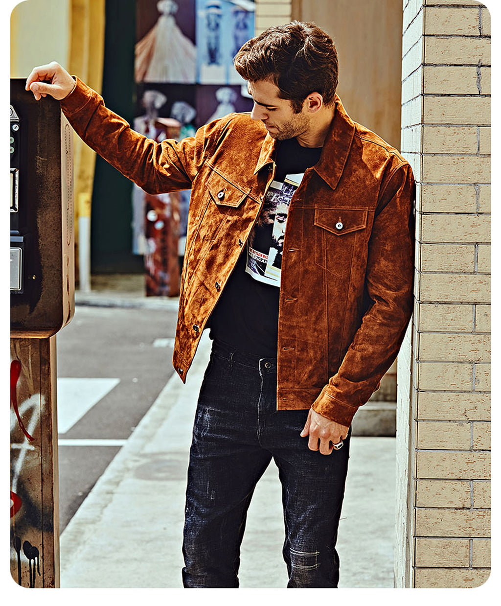 Leather Biker Jacket For Men American - enhanced image 9