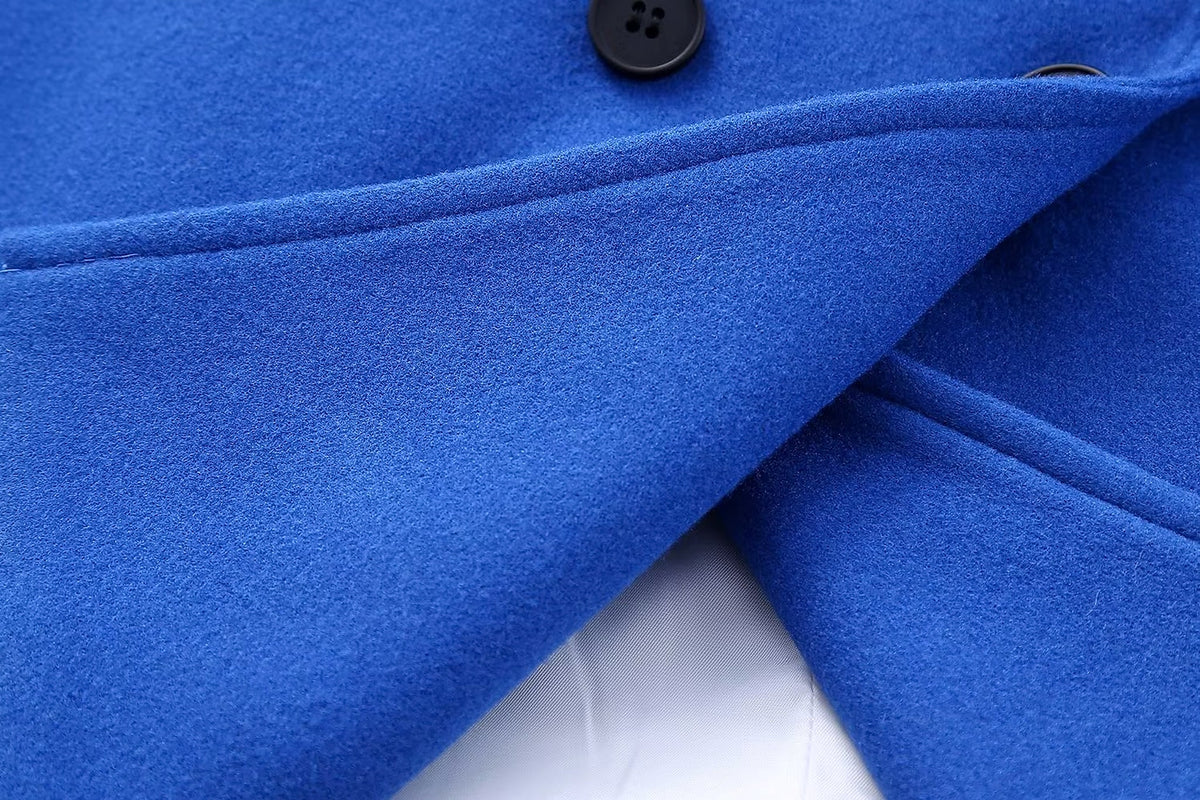 A1. Loose Double-breasted Short Design Woolen Coat - enhanced image 9