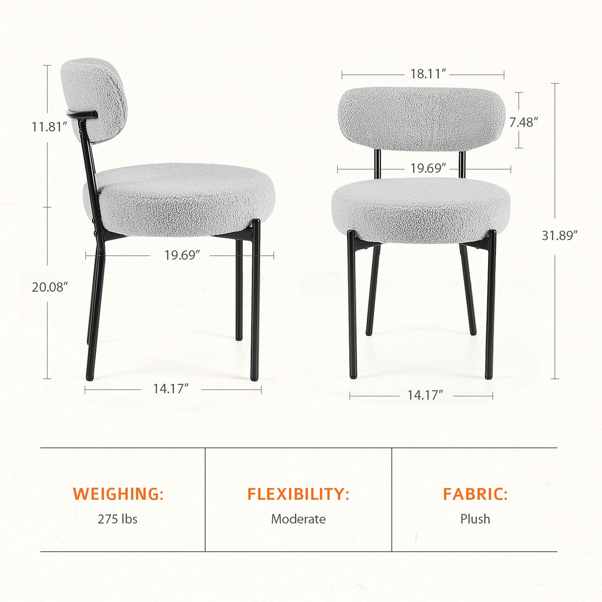 LuneluX_Home – Set of 2 Bouclé Dining Chairs | Nordic Edition - enhanced image 9