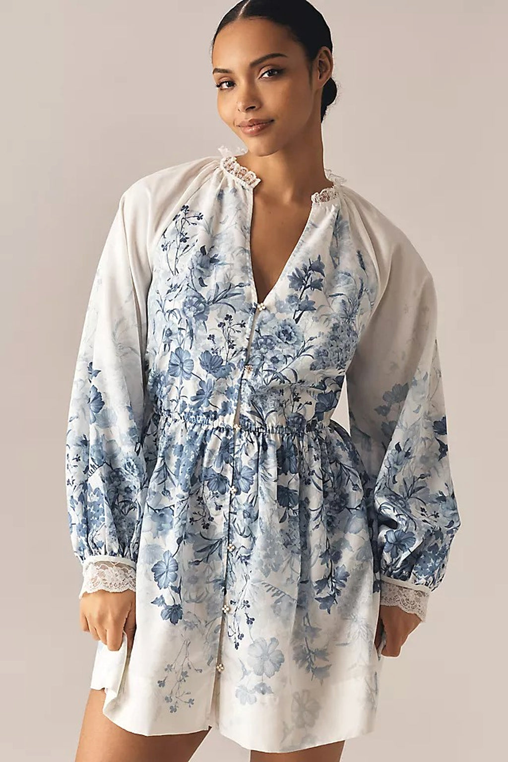 LuneluX™ – Vintage Puff Sleeve Stand Collar Dress - enhanced image 9