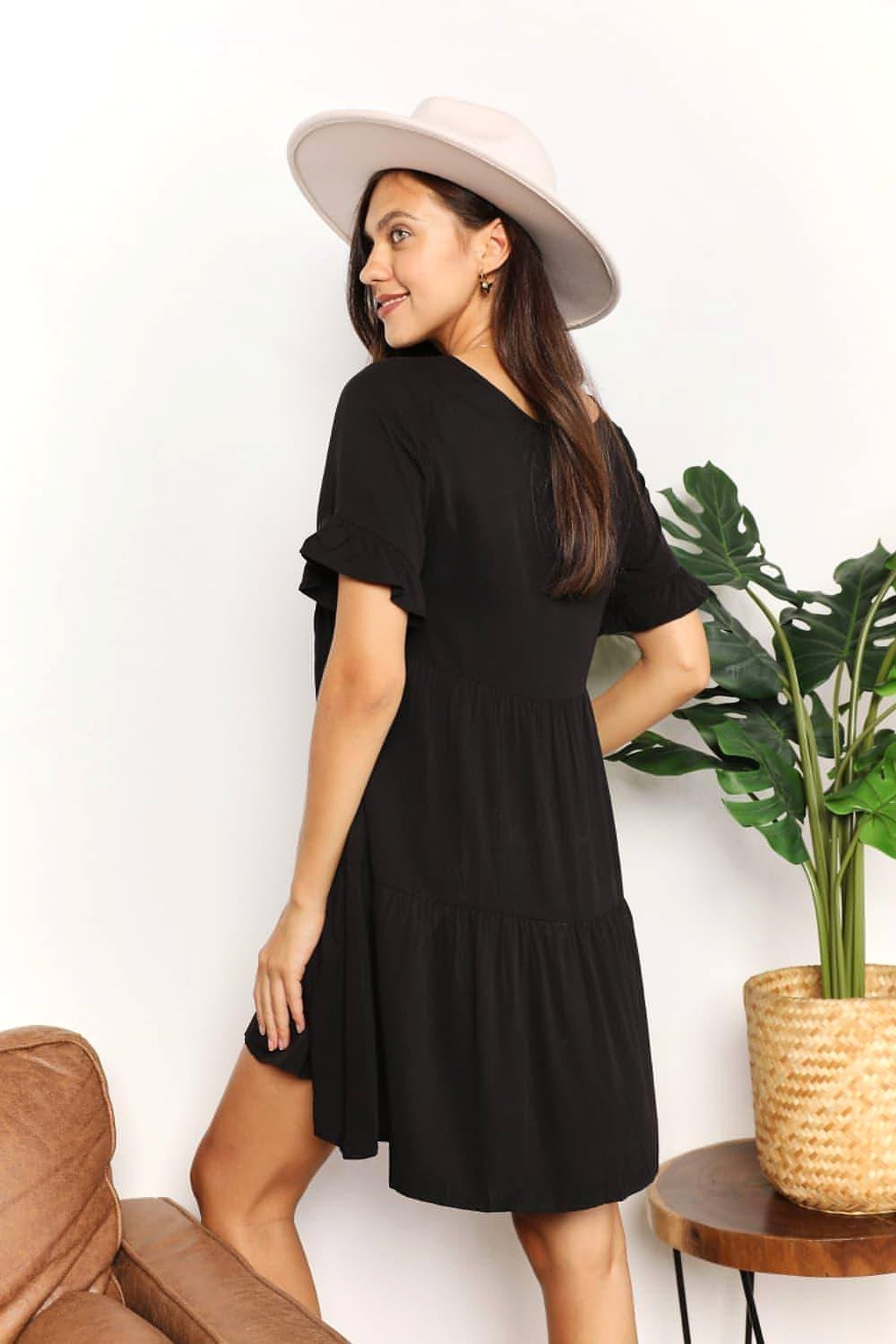 Mandy V-Neck Flounce Sleeve Tiered Dress - enhanced image 9