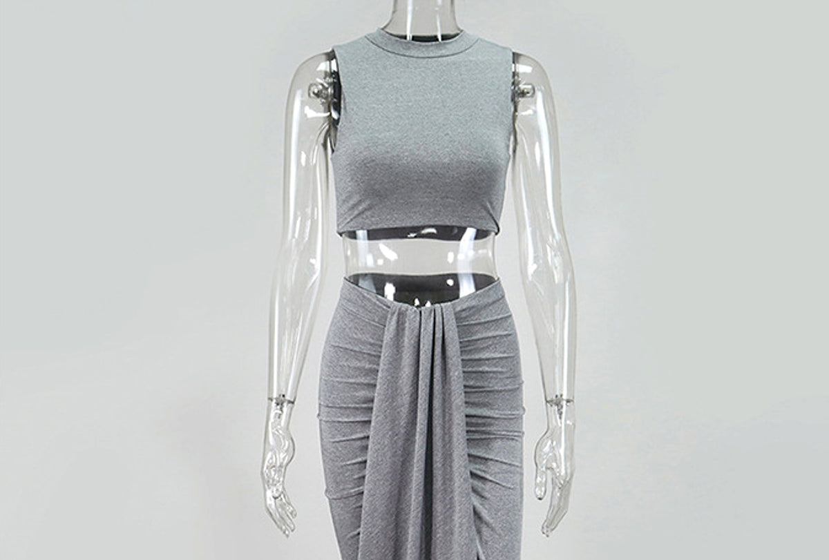 Medium Length Irregular Vest Dress - enhanced image 9