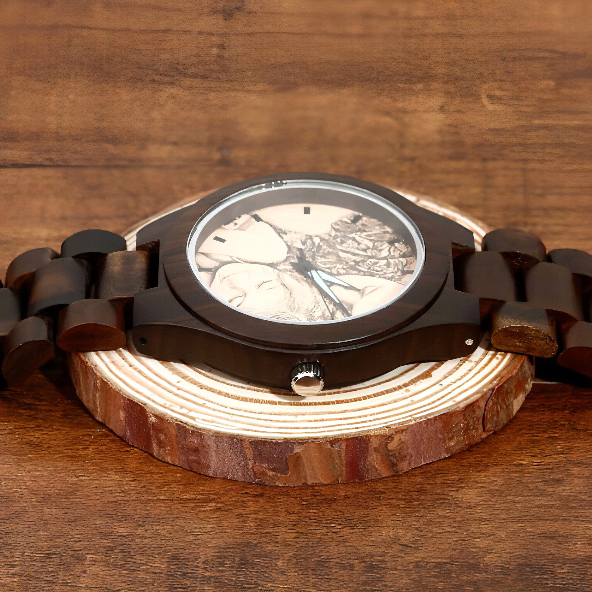 Men’s Engraved Wooden Photo Watch – 45mm with Wooden Strap - enhanced image 9