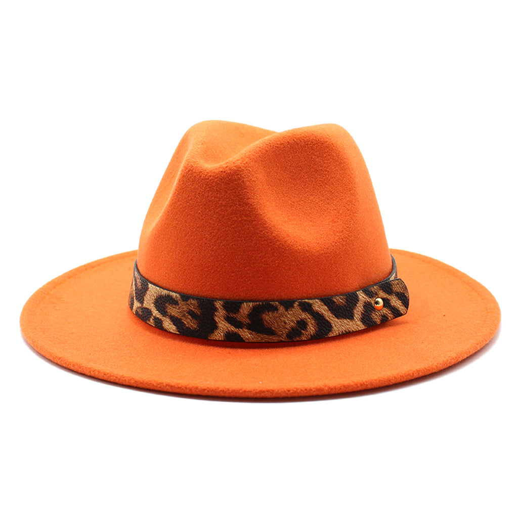 Men's Fashion Leopard Print Woolen Big Brim Top Hat - enhanced image 9