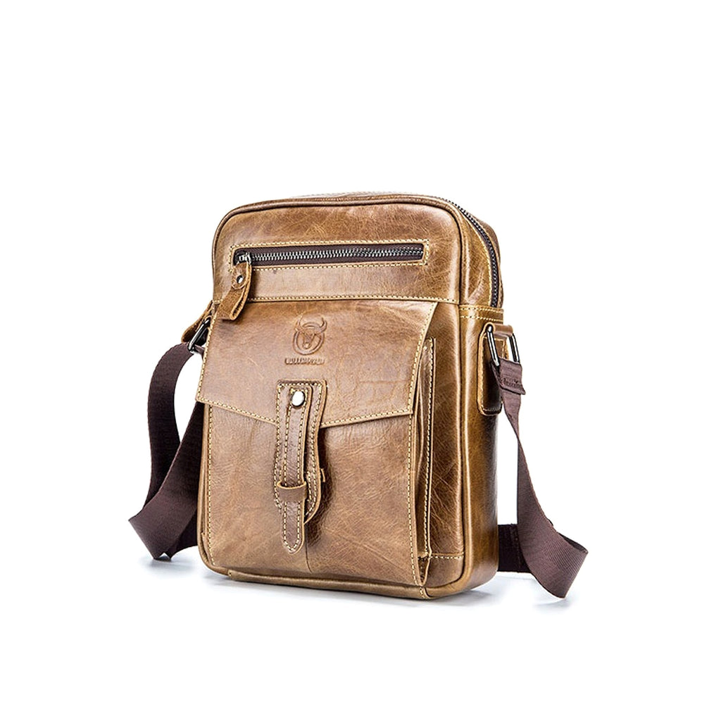 Men's First Layer Cowhide Large Capacity Shoulder Messenger Bag - enhanced image 9