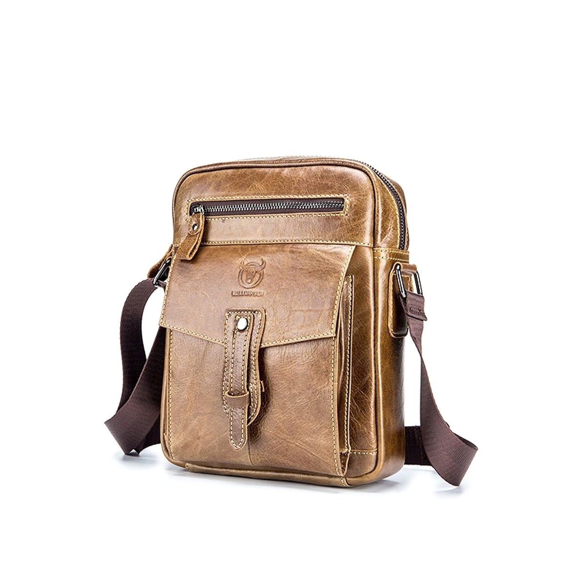 Men's First Layer Cowhide Large Capacity Shoulder Messenger Bag - enhanced image 9